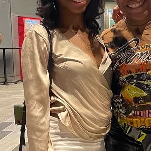 Low Cut Satin Champagne Blouse